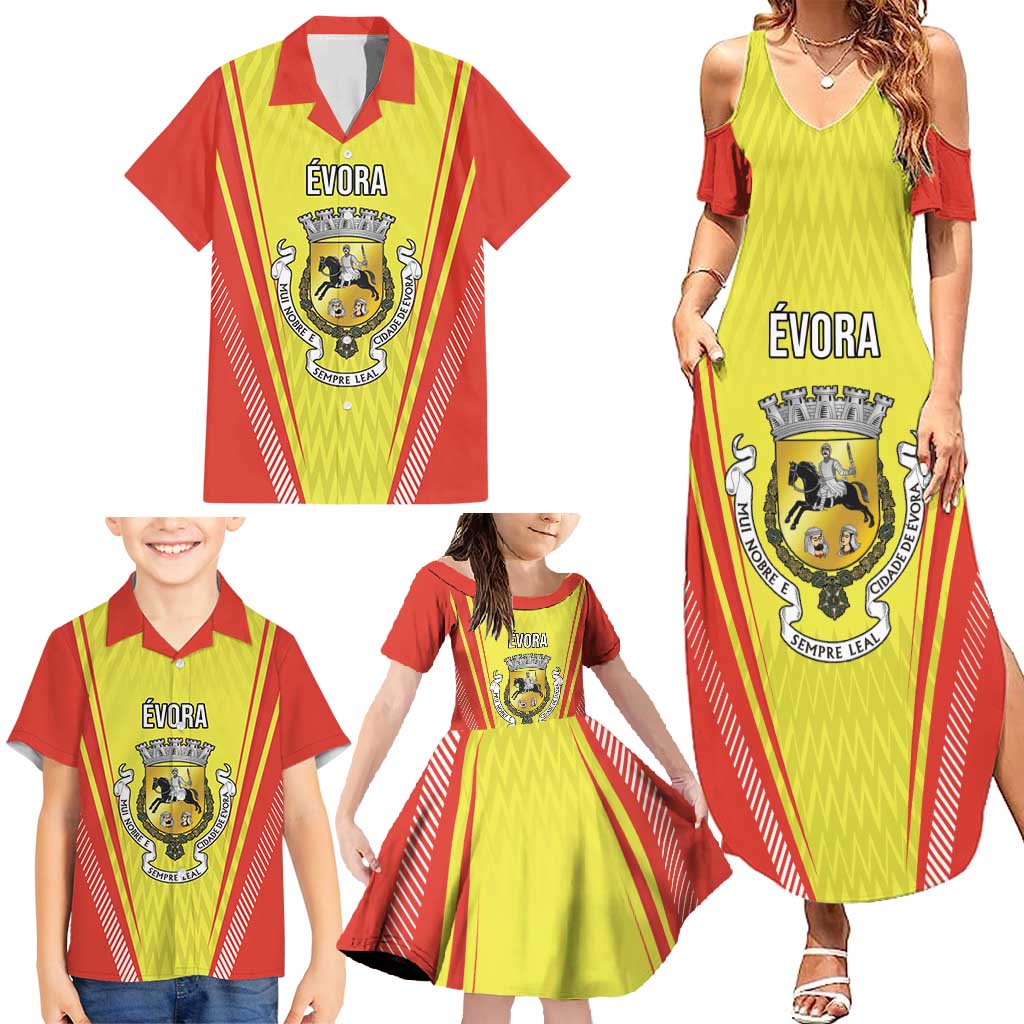 Personalized Evora Portugal Family Matching Summer Maxi Dress and Hawaiian Shirt Sporty Style - Wonder Print Shop
