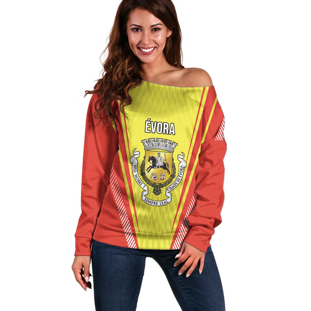 Personalized Evora Portugal Off Shoulder Sweater Sporty Style - Wonder Print Shop