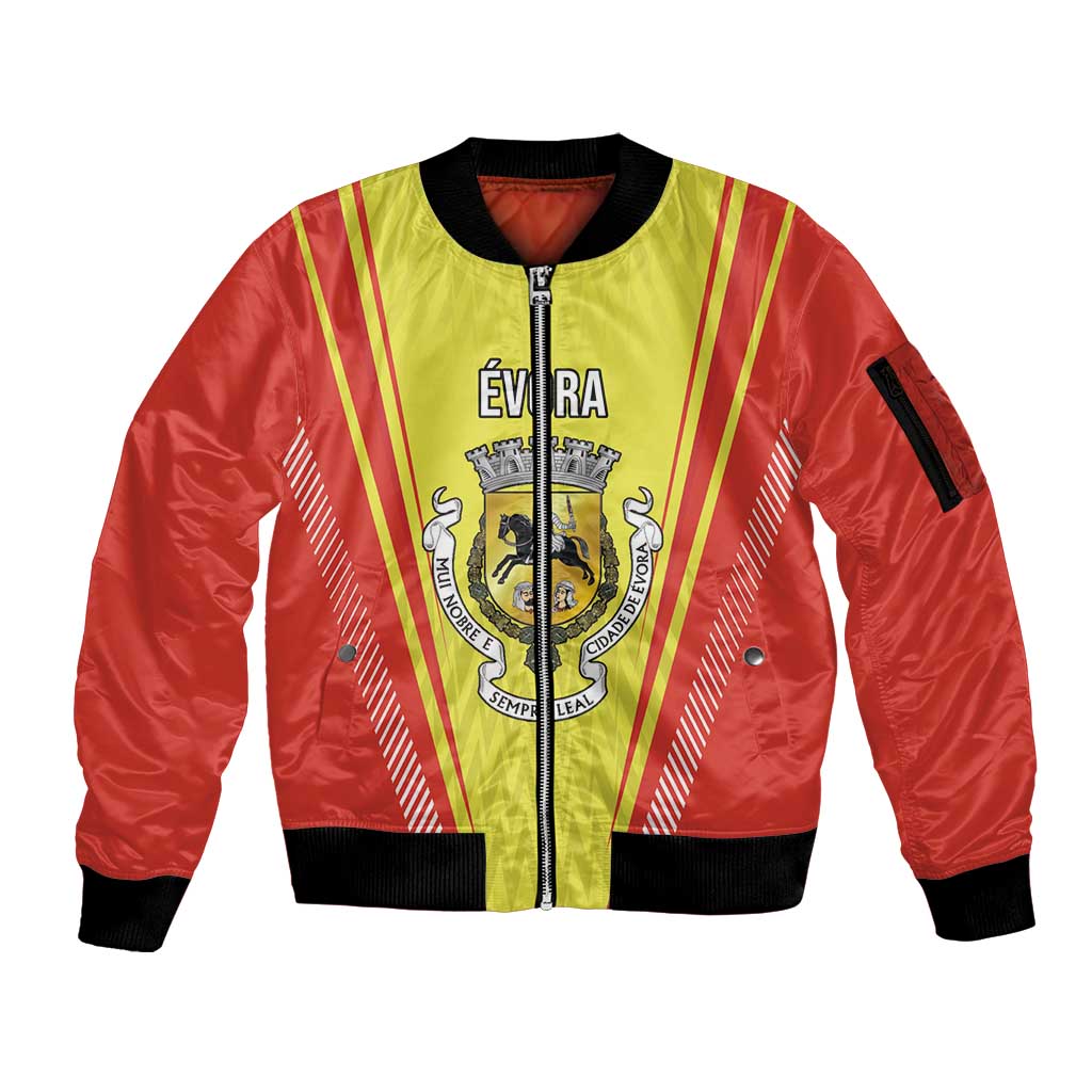 Personalized Evora Portugal Sleeve Zip Bomber Jacket Sporty Style - Wonder Print Shop