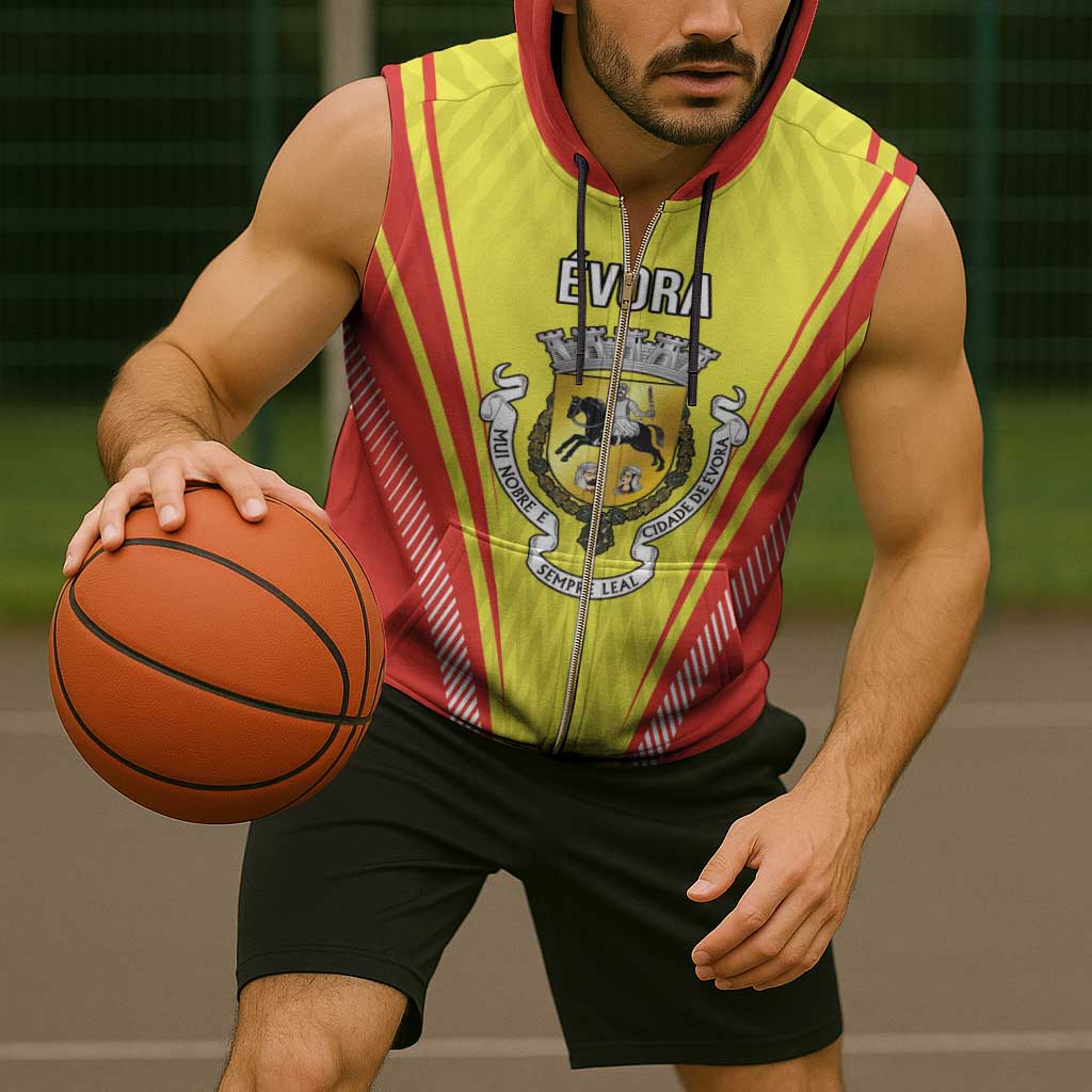 Personalized Evora Portugal Sleeveless Zip Hoodie Sporty Style - Wonder Print Shop