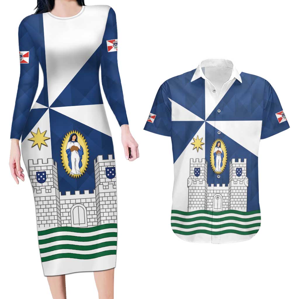 Faro Portugal Couples Matching Long Sleeve Bodycon Dress and Hawaiian Shirt Sporty Style - Wonder Print Shop