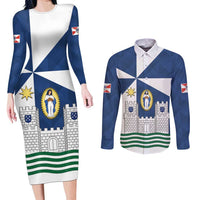 Faro Portugal Couples Matching Long Sleeve Bodycon Dress and Long Sleeve Button Shirt Sporty Style - Wonder Print Shop