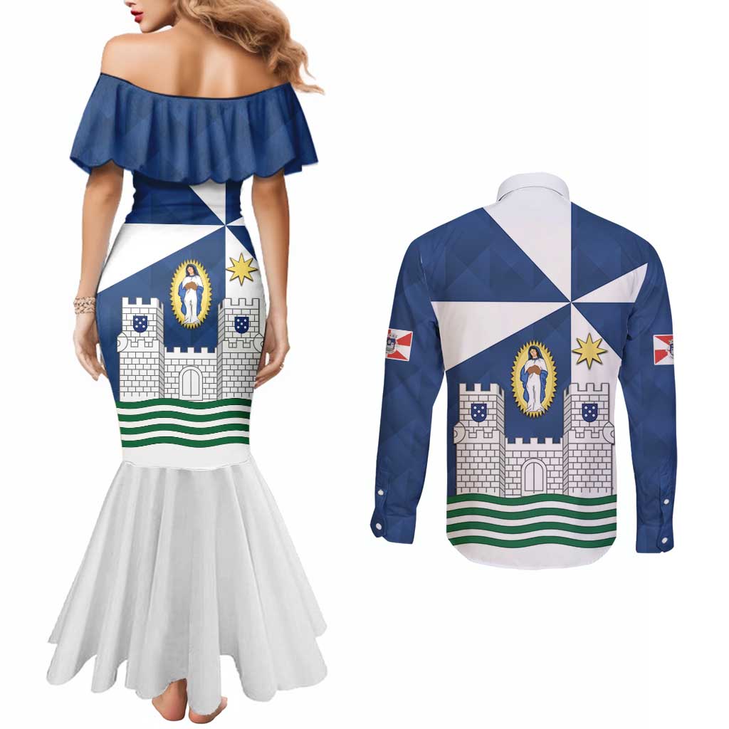 Faro Portugal Couples Matching Mermaid Dress and Long Sleeve Button Shirt Sporty Style - Wonder Print Shop