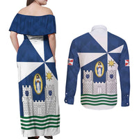 Faro Portugal Couples Matching Off Shoulder Maxi Dress and Long Sleeve Button Shirt Sporty Style - Wonder Print Shop