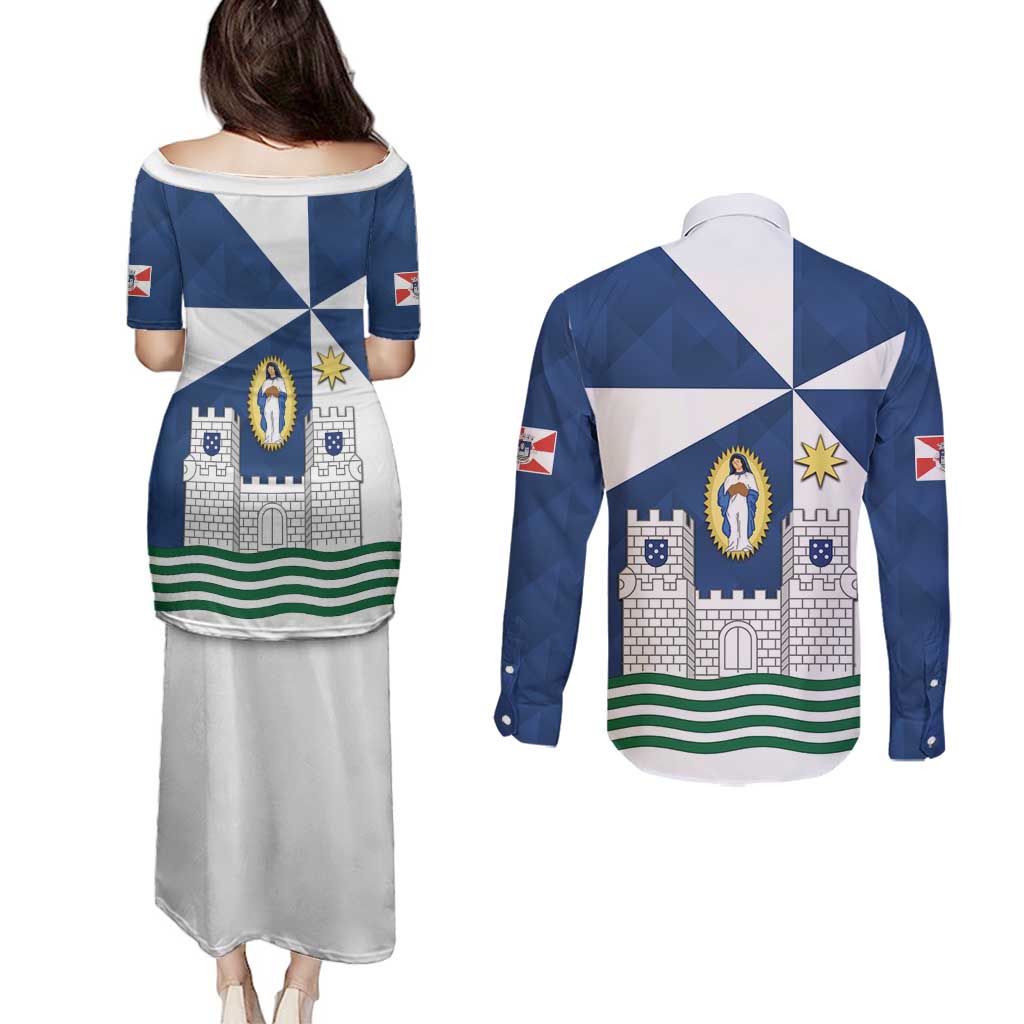 Faro Portugal Couples Matching Puletasi and Long Sleeve Button Shirt Sporty Style - Wonder Print Shop