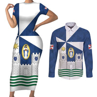 Faro Portugal Couples Matching Short Sleeve Bodycon Dress and Long Sleeve Button Shirt Sporty Style - Wonder Print Shop