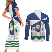 Faro Portugal Couples Matching Short Sleeve Bodycon Dress and Long Sleeve Button Shirt Sporty Style - Wonder Print Shop