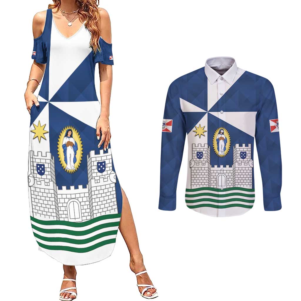 Faro Portugal Couples Matching Summer Maxi Dress and Long Sleeve Button Shirt Sporty Style - Wonder Print Shop