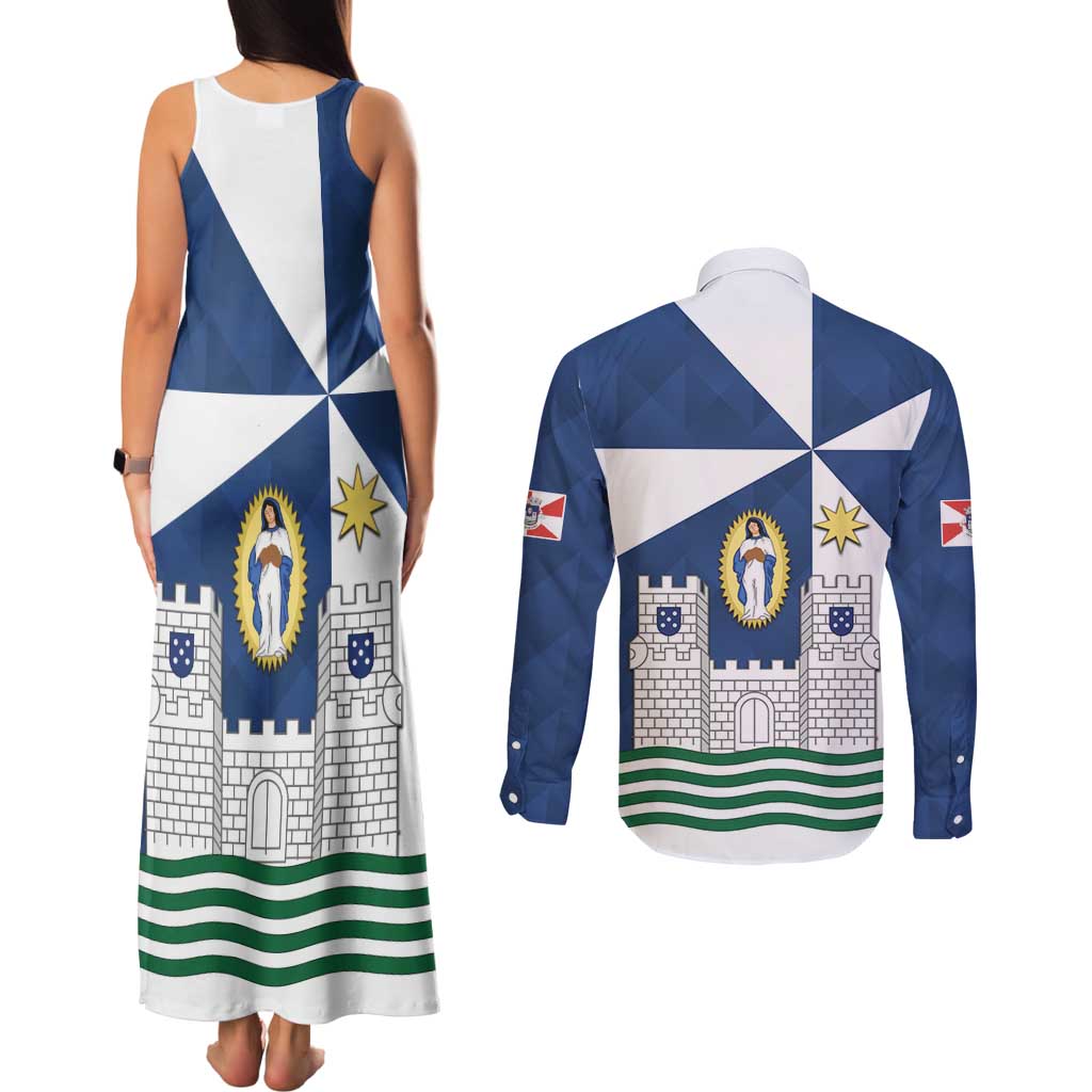 Faro Portugal Couples Matching Tank Maxi Dress and Long Sleeve Button Shirt Sporty Style - Wonder Print Shop