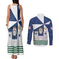 Faro Portugal Couples Matching Tank Maxi Dress and Long Sleeve Button Shirt Sporty Style - Wonder Print Shop