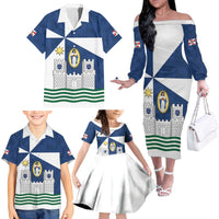 Faro Portugal Family Matching Off The Shoulder Long Sleeve Dress and Hawaiian Shirt Sporty Style - Wonder Print Shop