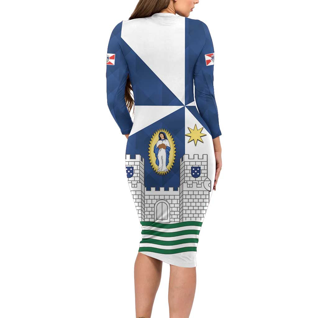 Faro Portugal Long Sleeve Bodycon Dress Sporty Style - Wonder Print Shop