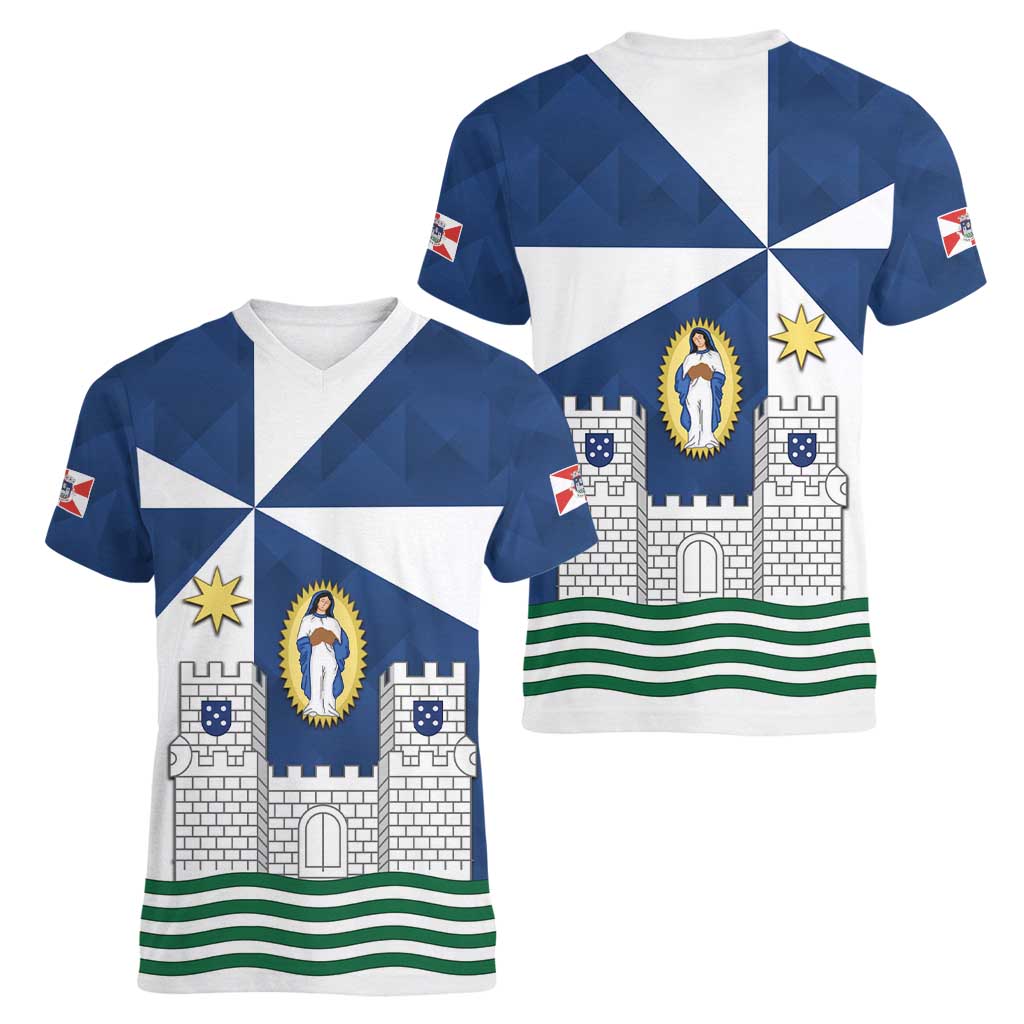 Faro Portugal Women V-Neck T-Shirt Sporty Style - Wonder Print Shop