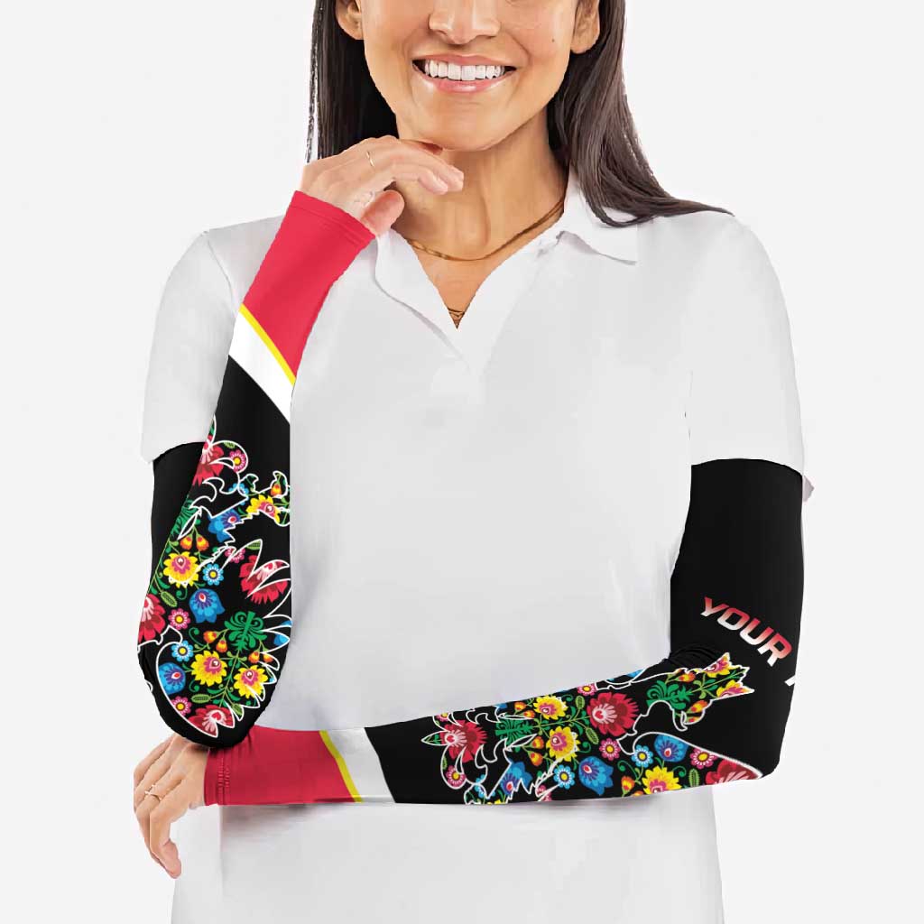 Personalized Poland Wycinanki Eagle Arm Sleeves Polish Traditional Floral Folk Pattern - Wonder Print Shop