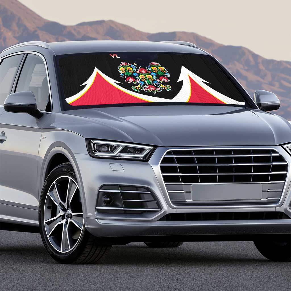 Personalized Poland Wycinanki Eagle Auto Sun Shade Polish Traditional Floral Folk Pattern - Wonder Print Shop