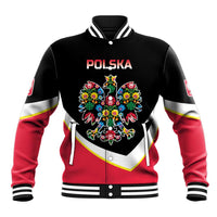 Personalized Poland Wycinanki Eagle Baseball Jacket Polish Traditional Floral Folk Pattern - Wonder Print Shop