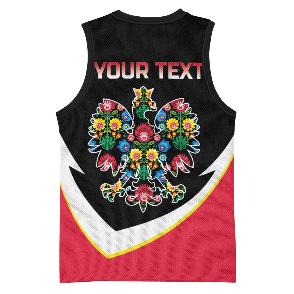 Personalized Poland Wycinanki Eagle Basketball Jersey Polish Traditional Floral Folk Pattern - Wonder Print Shop