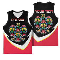 Personalized Poland Wycinanki Eagle Basketball Jersey Polish Traditional Floral Folk Pattern - Wonder Print Shop
