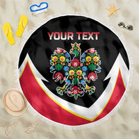 Personalized Poland Wycinanki Eagle Beach Blanket Polish Traditional Floral Folk Pattern - Wonder Print Shop