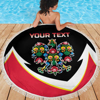 Personalized Poland Wycinanki Eagle Beach Blanket Polish Traditional Floral Folk Pattern - Wonder Print Shop