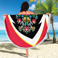 Personalized Poland Wycinanki Eagle Beach Blanket Polish Traditional Floral Folk Pattern - Wonder Print Shop