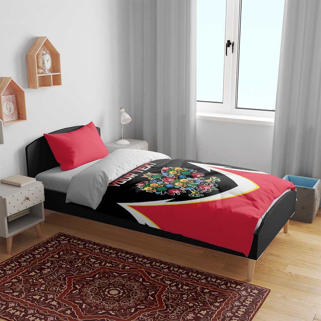 Personalized Poland Wycinanki Eagle Bedding Set Polish Traditional Floral Folk Pattern - Wonder Print Shop