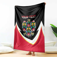 Personalized Poland Wycinanki Eagle Blanket Polish Traditional Floral Folk Pattern - Wonder Print Shop