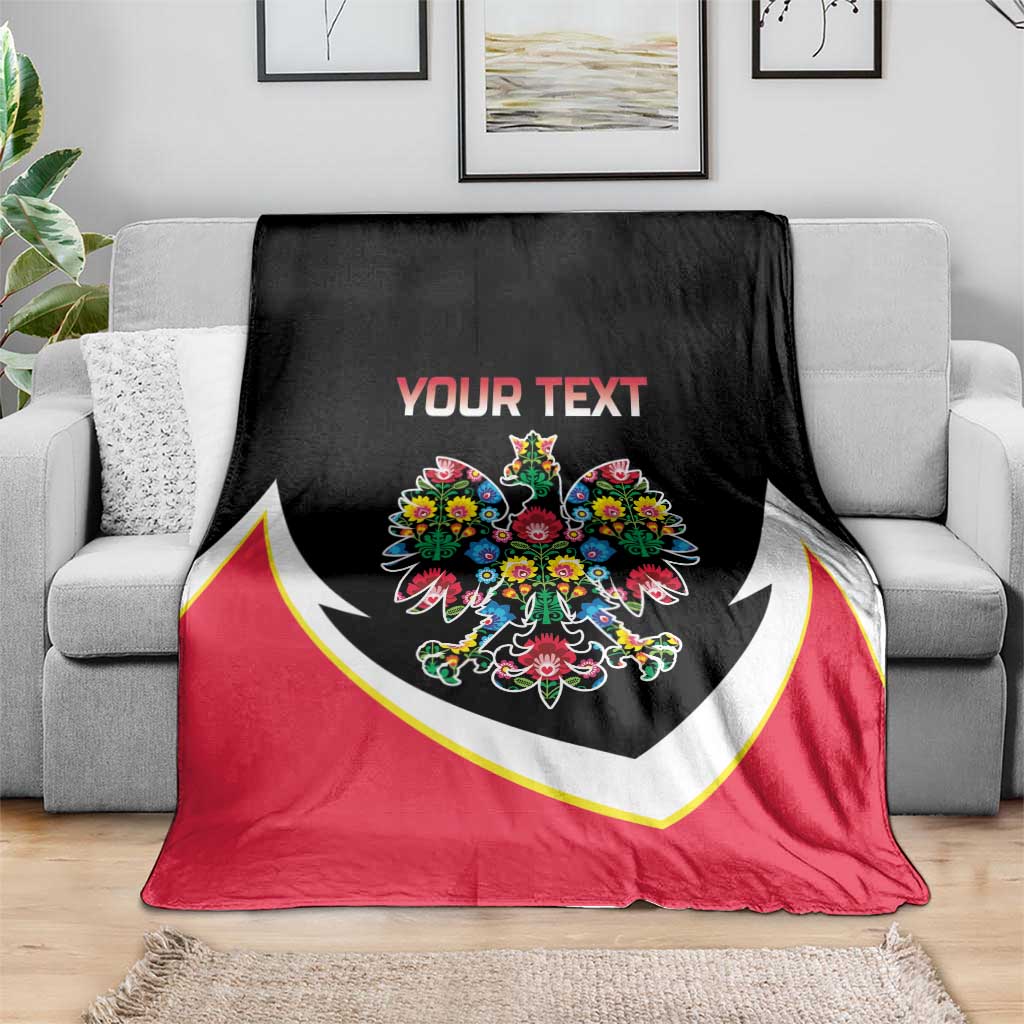 Personalized Poland Wycinanki Eagle Blanket Polish Traditional Floral Folk Pattern - Wonder Print Shop