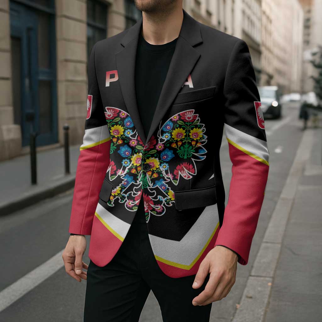 Personalized Poland Wycinanki Eagle Blazer Polish Traditional Floral Folk Pattern - Wonder Print Shop