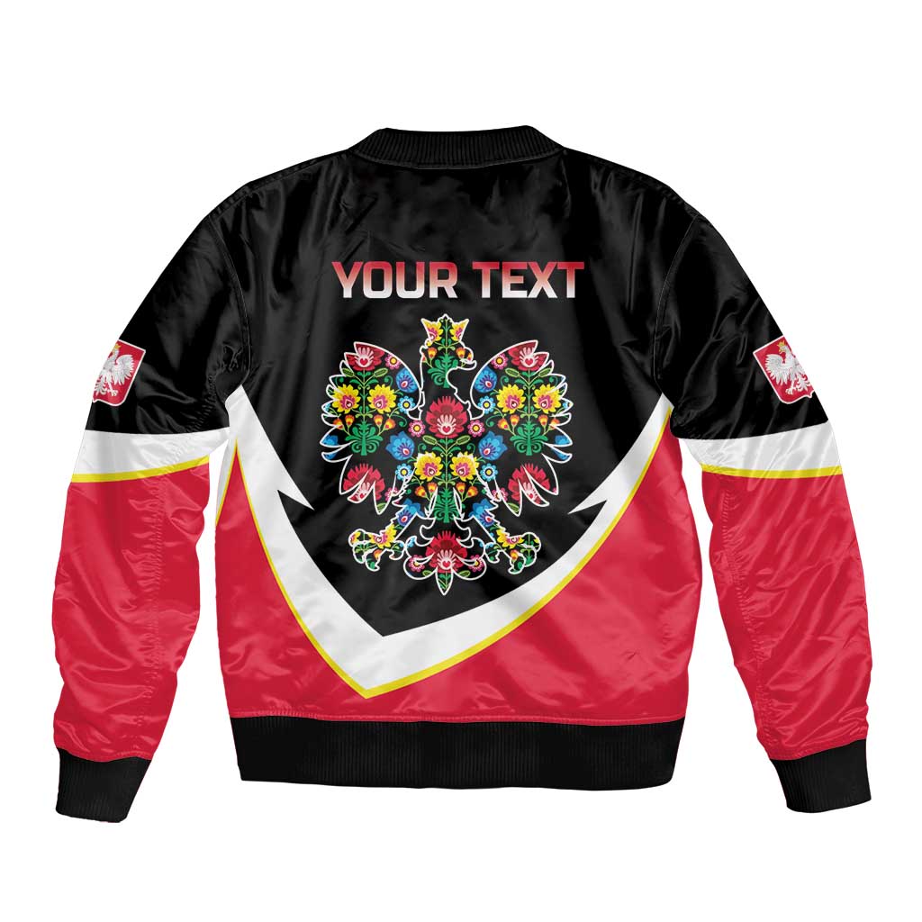 Personalized Poland Wycinanki Eagle Bomber Jacket Polish Traditional Floral Folk Pattern - Wonder Print Shop