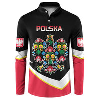 Personalized Poland Wycinanki Eagle Button Sweatshirt Polish Traditional Floral Folk Pattern - Wonder Print Shop
