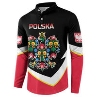 Personalized Poland Wycinanki Eagle Button Sweatshirt Polish Traditional Floral Folk Pattern - Wonder Print Shop