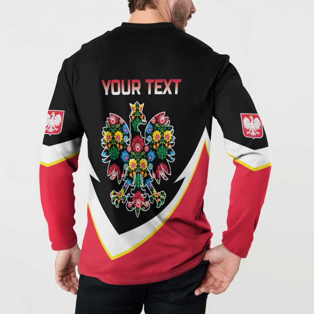 Personalized Poland Wycinanki Eagle Button Sweatshirt Polish Traditional Floral Folk Pattern - Wonder Print Shop