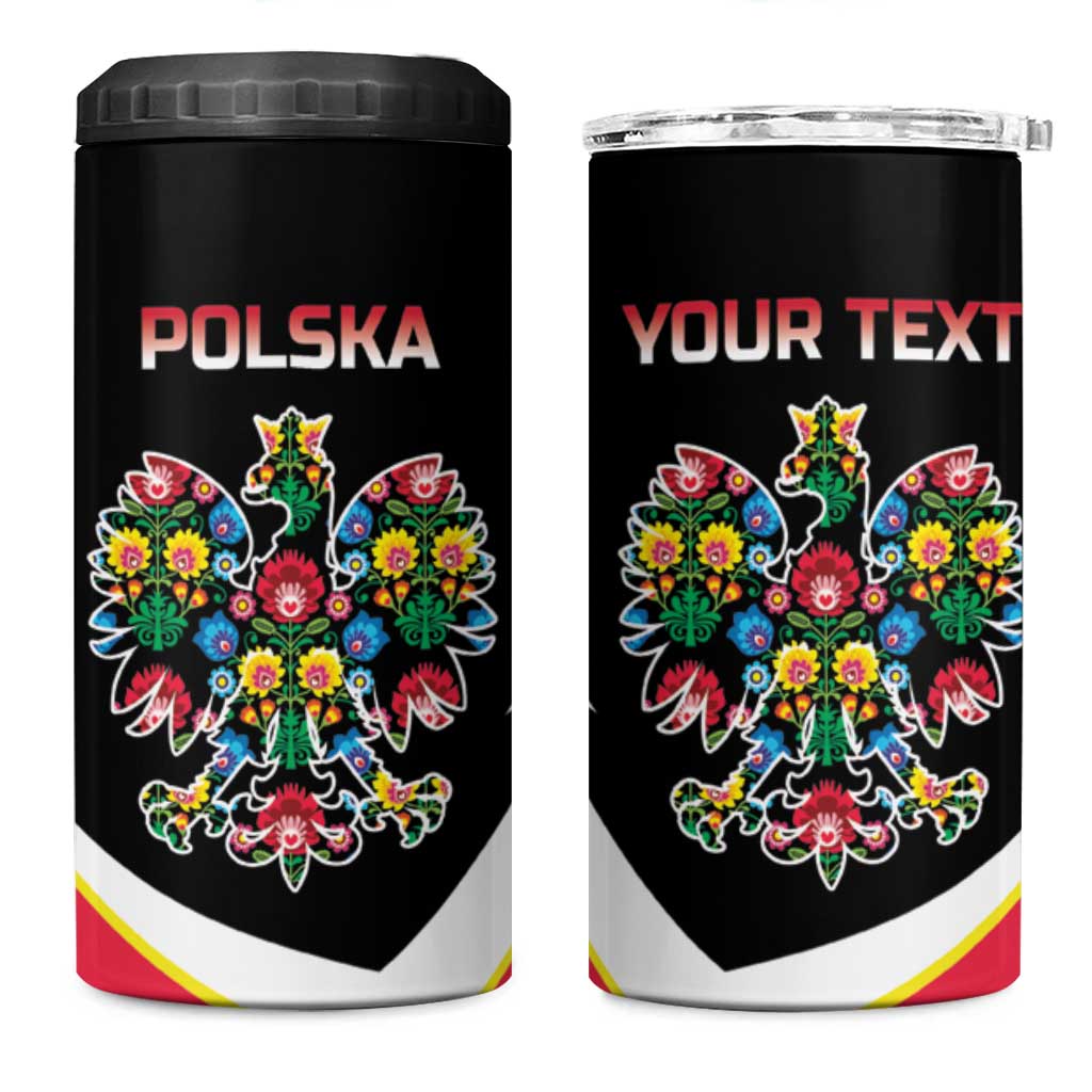 Personalized Poland Wycinanki Eagle 4 in 1 Can Cooler Tumbler Polish Traditional Floral Folk Pattern - Wonder Print Shop