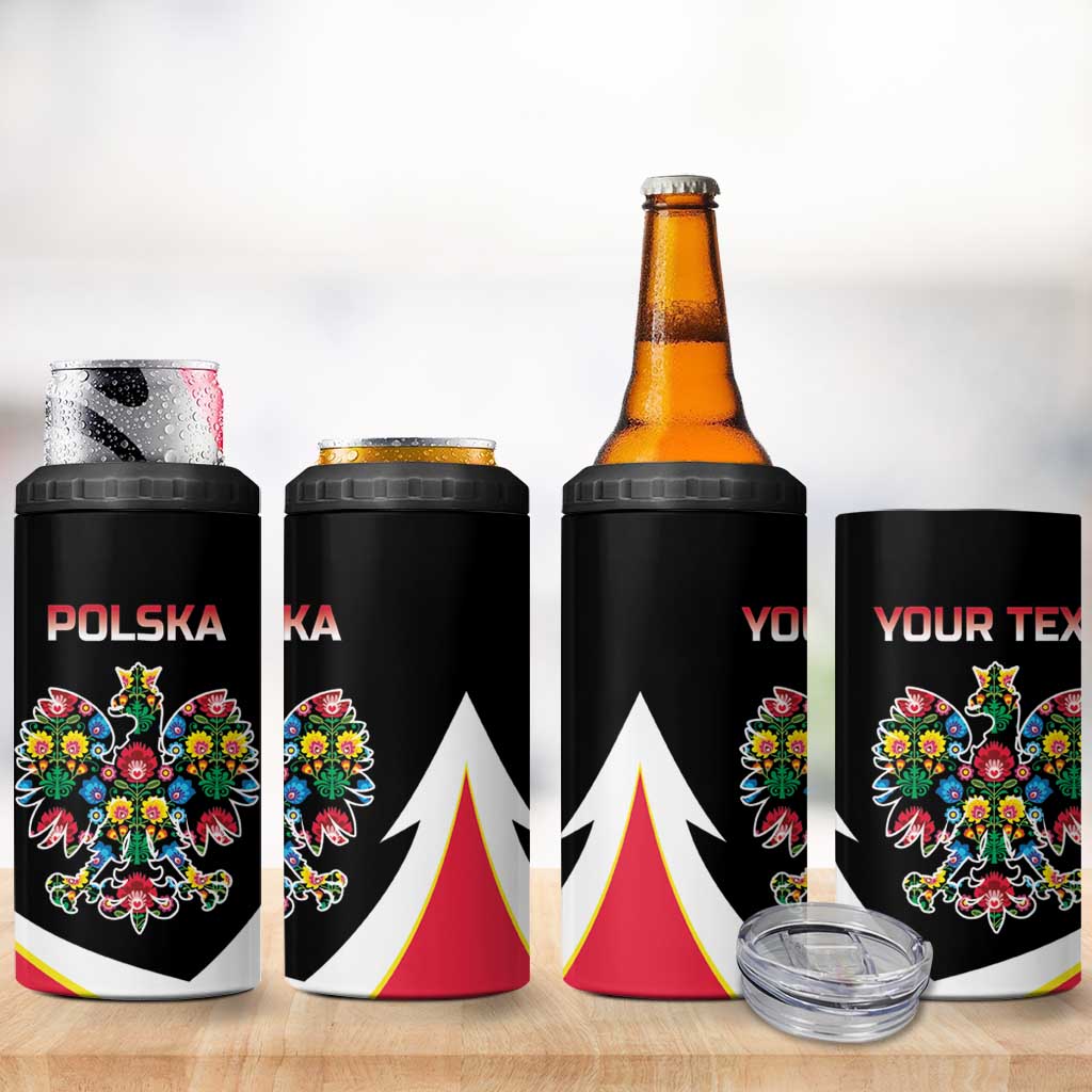 Personalized Poland Wycinanki Eagle 4 in 1 Can Cooler Tumbler Polish Traditional Floral Folk Pattern - Wonder Print Shop
