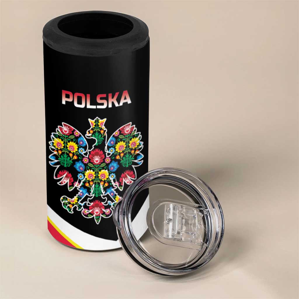 Personalized Poland Wycinanki Eagle 4 in 1 Can Cooler Tumbler Polish Traditional Floral Folk Pattern - Wonder Print Shop
