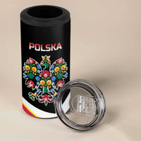 Personalized Poland Wycinanki Eagle 4 in 1 Can Cooler Tumbler Polish Traditional Floral Folk Pattern - Wonder Print Shop