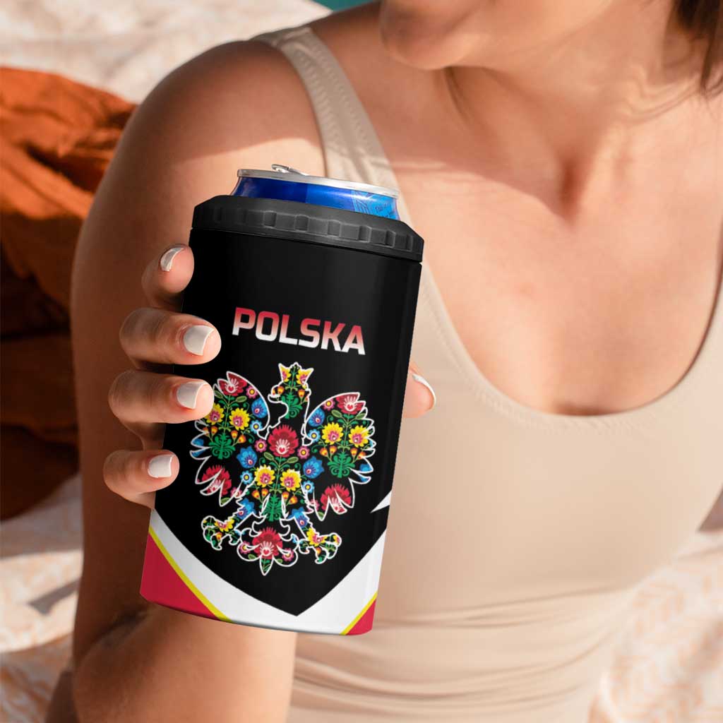 Personalized Poland Wycinanki Eagle 4 in 1 Can Cooler Tumbler Polish Traditional Floral Folk Pattern - Wonder Print Shop