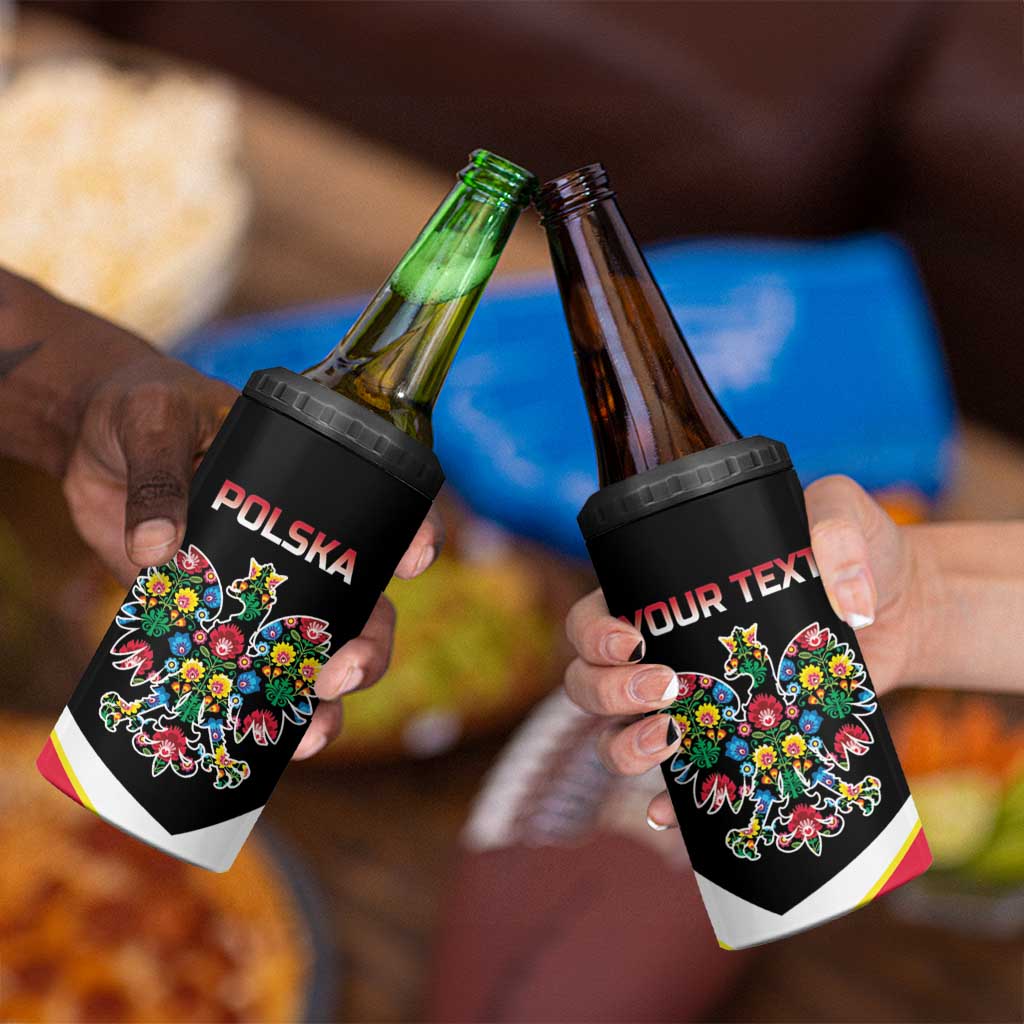 Personalized Poland Wycinanki Eagle 4 in 1 Can Cooler Tumbler Polish Traditional Floral Folk Pattern - Wonder Print Shop