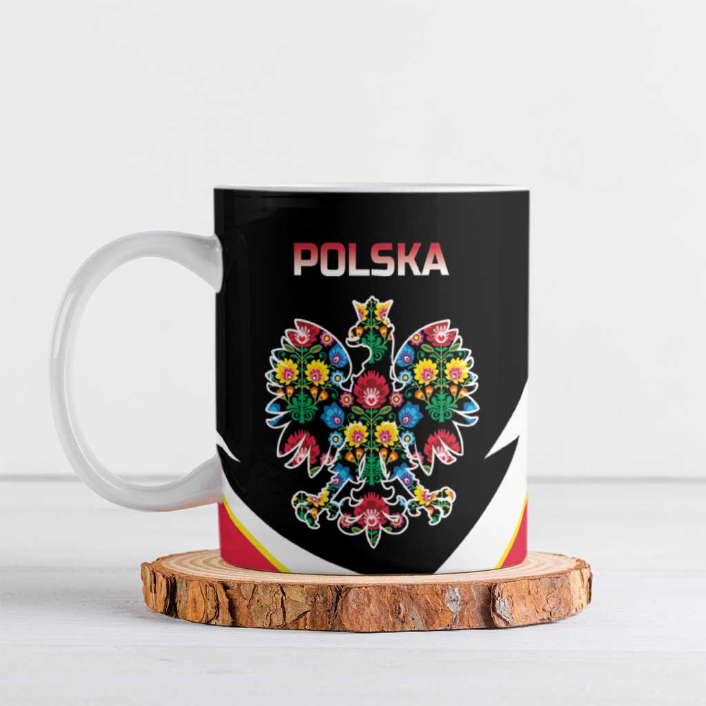Personalized Poland Wycinanki Eagle Ceramic Mug Polish Traditional Floral Folk Pattern - Wonder Print Shop
