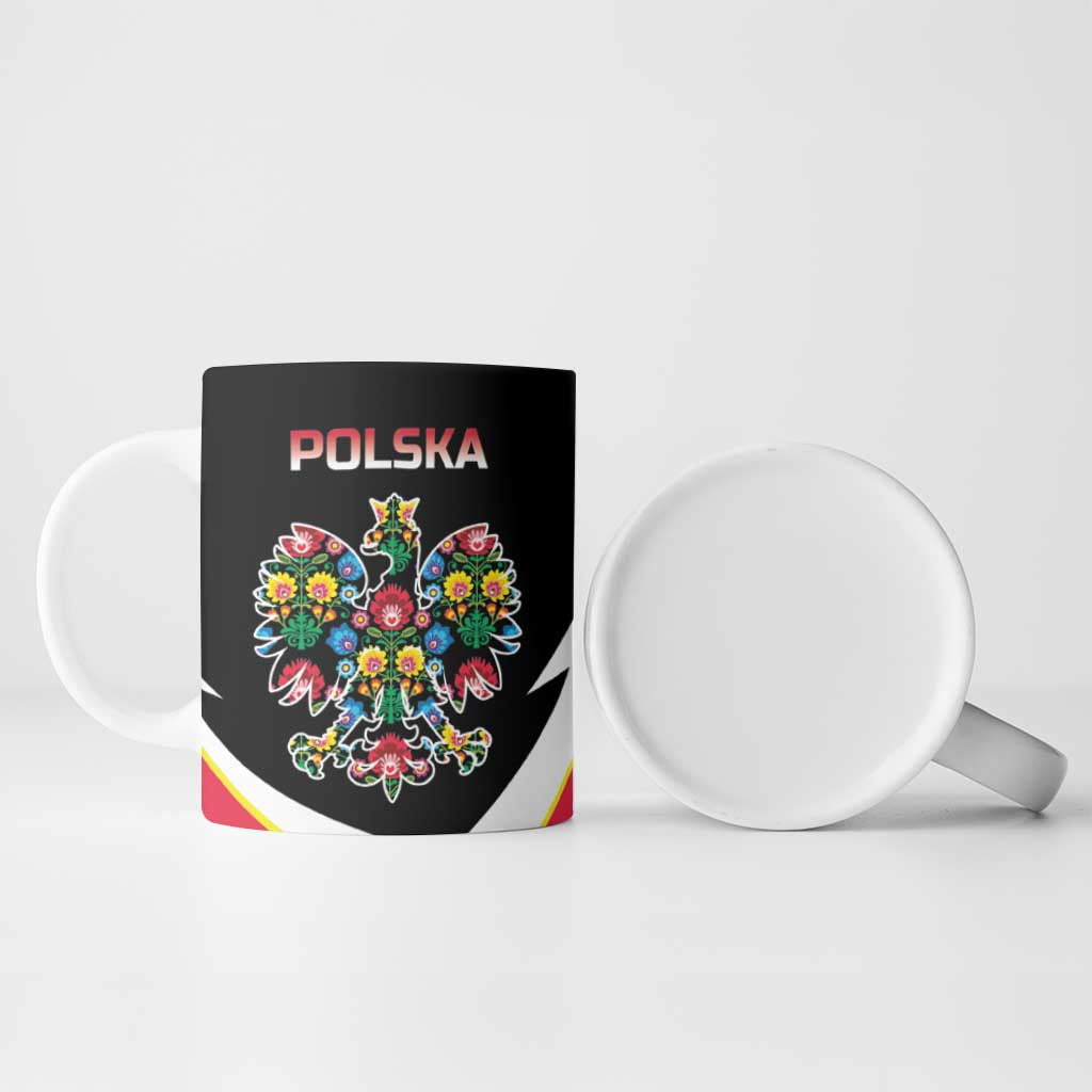 Personalized Poland Wycinanki Eagle Ceramic Mug Polish Traditional Floral Folk Pattern - Wonder Print Shop