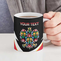Personalized Poland Wycinanki Eagle Ceramic Mug Polish Traditional Floral Folk Pattern - Wonder Print Shop