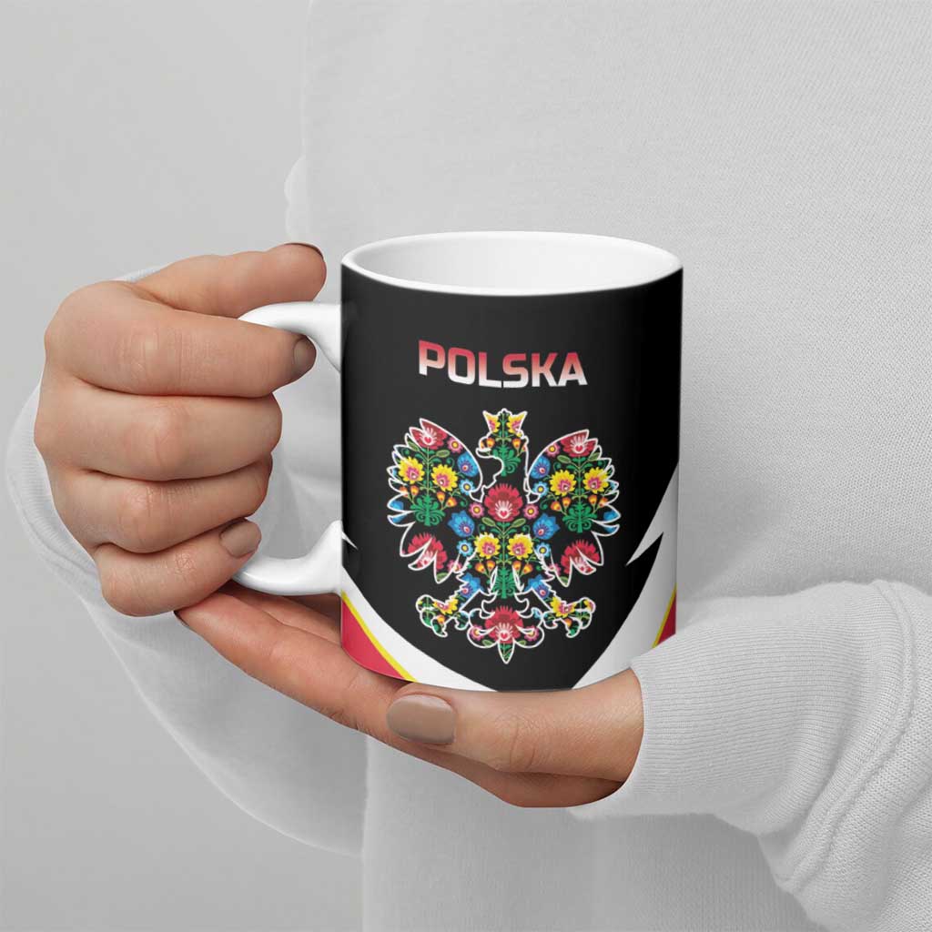 Personalized Poland Wycinanki Eagle Ceramic Mug Polish Traditional Floral Folk Pattern - Wonder Print Shop