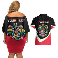 Personalized Poland Wycinanki Eagle Couples Matching Off Shoulder Short Dress and Hawaiian Shirt Polish Traditional Floral Folk Pattern - Wonder Print Shop