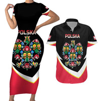 Personalized Poland Wycinanki Eagle Couples Matching Short Sleeve Bodycon Dress and Hawaiian Shirt Polish Traditional Floral Folk Pattern - Wonder Print Shop