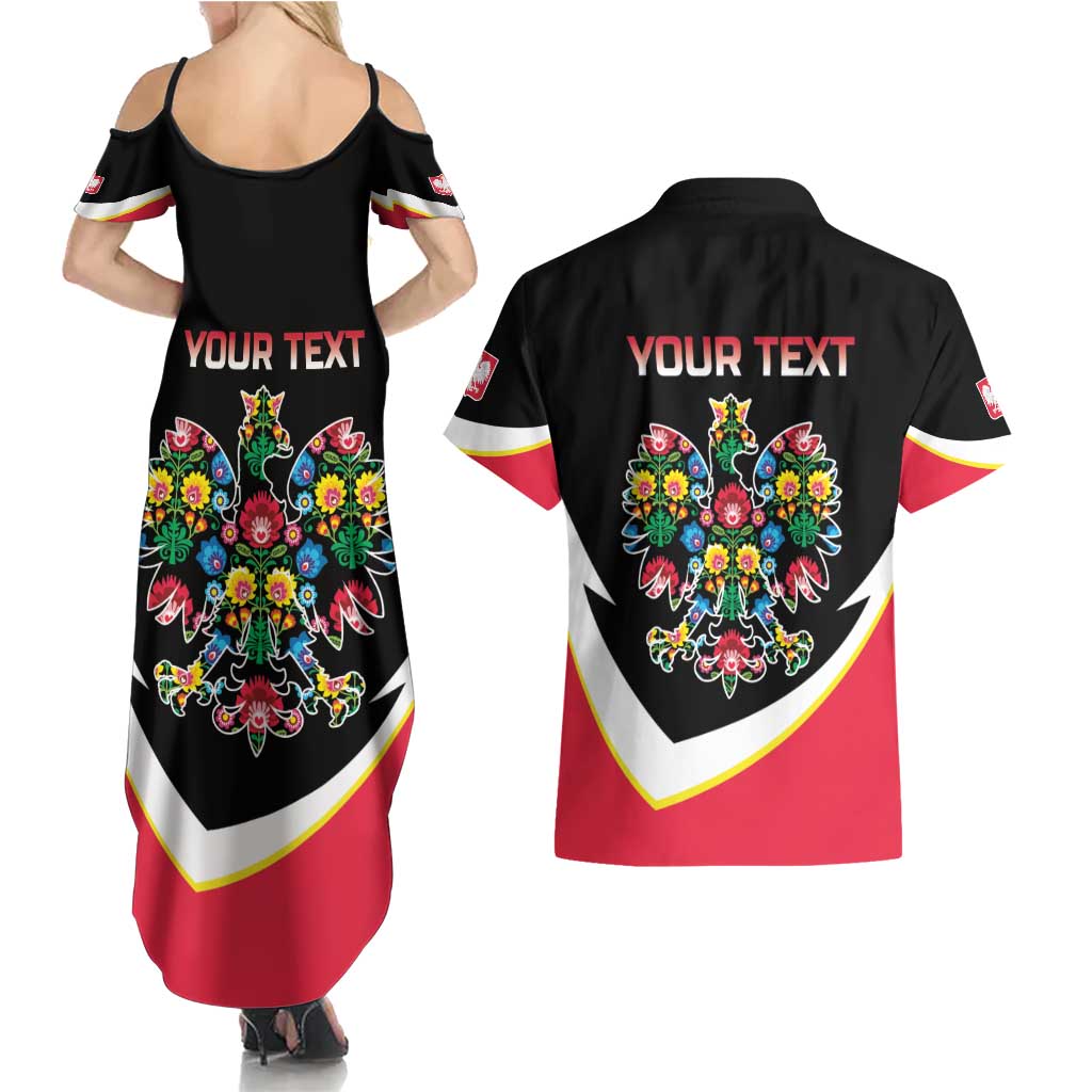 Personalized Poland Wycinanki Eagle Couples Matching Summer Maxi Dress and Hawaiian Shirt Polish Traditional Floral Folk Pattern - Wonder Print Shop