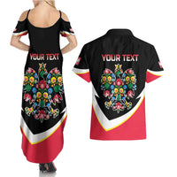 Personalized Poland Wycinanki Eagle Couples Matching Summer Maxi Dress and Hawaiian Shirt Polish Traditional Floral Folk Pattern - Wonder Print Shop