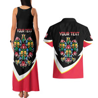 Personalized Poland Wycinanki Eagle Couples Matching Tank Maxi Dress and Hawaiian Shirt Polish Traditional Floral Folk Pattern - Wonder Print Shop