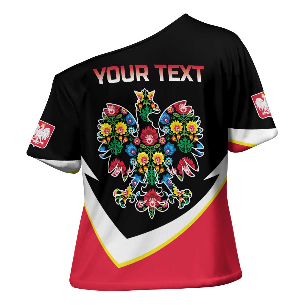 Personalized Poland Wycinanki Eagle Cross Shoulder Shirt Polish Traditional Floral Folk Pattern - Wonder Print Shop