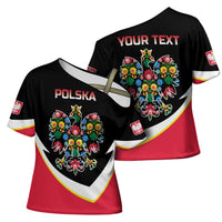 Personalized Poland Wycinanki Eagle Cross Shoulder Shirt Polish Traditional Floral Folk Pattern - Wonder Print Shop